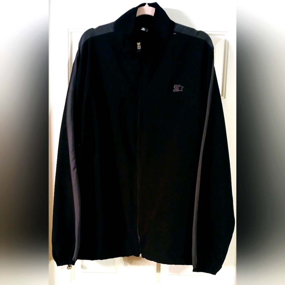 STARTER Mens 2XL  Track Jacket Full Zip Black Gray